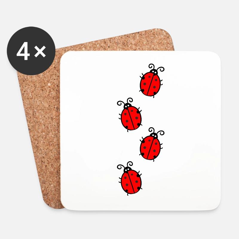 Marienkäfer am laufen - Untersetzer (4er-Set) - Weiß