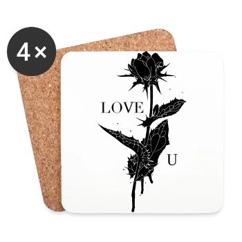 Love You Rose - Untersetzer (4er-Set) - Weiß - Vorne