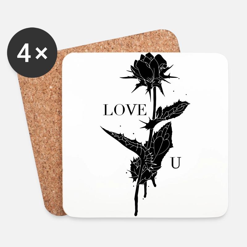 Love You Rose - Untersetzer (4er-Set) - Weiß