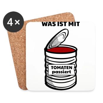 Was ist mit Tomaten passiert | Lustiger Spruch - Untersetzer (4er-Set) - Weiß - Vorne