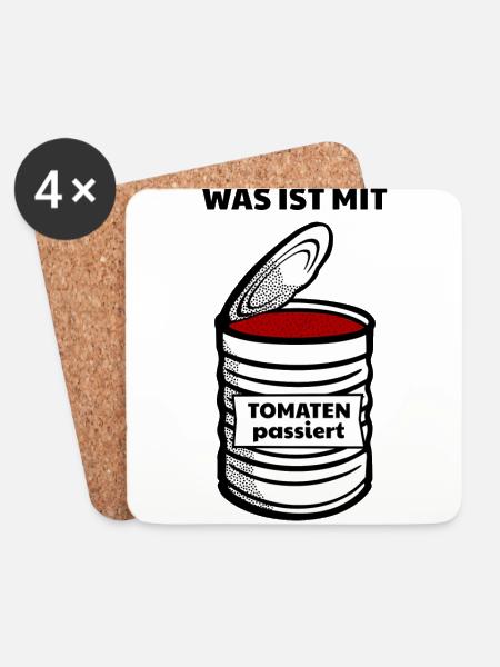 Was ist mit Tomaten passiert | Lustiger Spruch - Untersetzer (4er-Set) - Weiß
