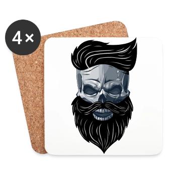 Beardy Beard Bart Man Skull Geschenkidee - Untersetzer (4er-Set) - Weiß - Vorne