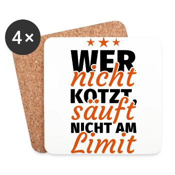 Wer nicht kotzt säuft nicht am Limit - Untersetzer (4er-Set) - Weiß - Vorne