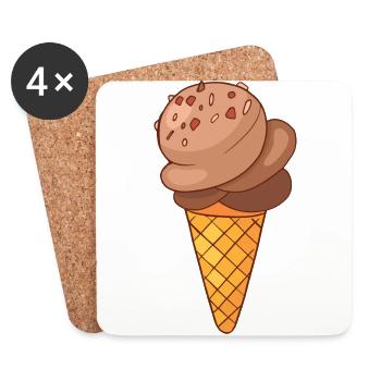 Eis Speiseeis Eiskrem Eiscreme Kugeleis Eisbecher - Untersetzer (4er-Set) - Weiß - Vorne