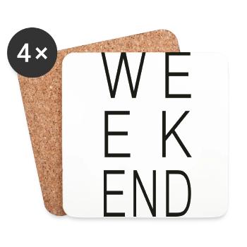 Weekend Wochenende Chill relax Geschenk Sonntag - Untersetzer (4er-Set) - Weiß - Vorne