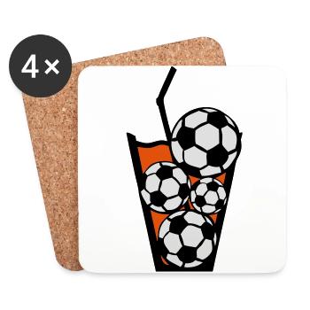 glass drink glass Drink Football soccer - Coasters (set of 4) - white - Front