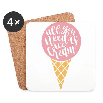 tout ce dont vous avez besoin est un cadeau de la crème glacée - Dessous de verre (lot de 4) - blanc - Devant