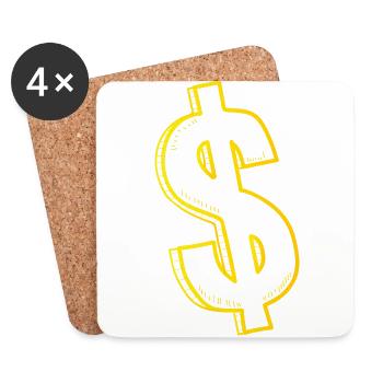 Doller Geld Währung Geschenk Bank Symbol Idee - Untersetzer (4er-Set) - Weiß - Vorne