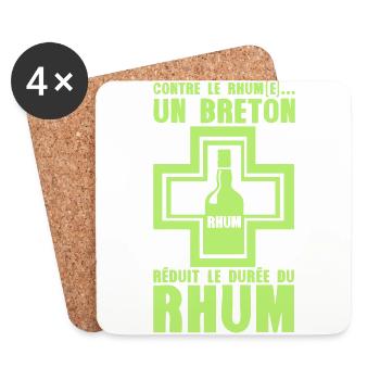 breton reduit duree rhum pharmacie alcool humour v - Dessous de verre (lot de 4) - blanc - Devant