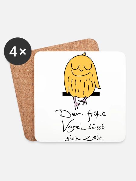 Früher Vogel lässt sich Zeit - Untersetzer (4er-Set) - Weiß