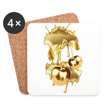 Goldene Kirsche - Untersetzer (4er-Set) - Weiß - Vorne