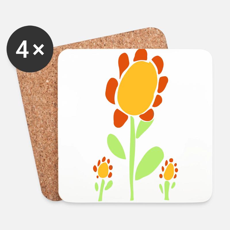 Fröhliche Blume mit gelben und orangefarbenen Blättern - Untersetzer (4er-Set) - Weiß