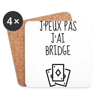bridge / bridgeur / bridgeuse / cartes - Dessous de verre (lot de 4) - blanc - Devant