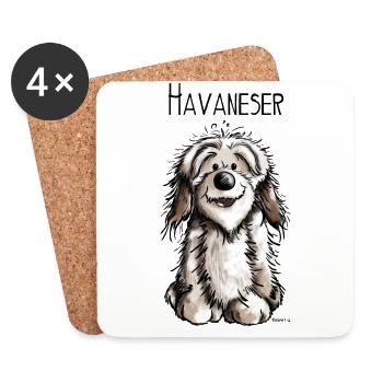 Fröhlicher Havaneser - Untersetzer (4er-Set) - Weiß - Vorne