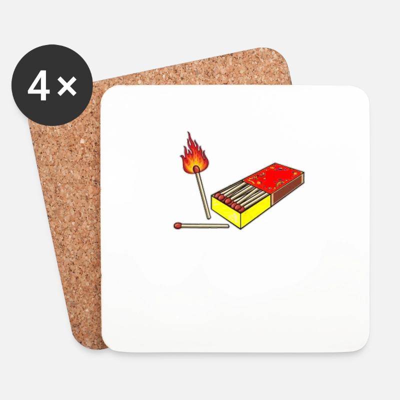 Burning matchstick - Coasters (set of 4) - white