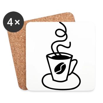 Kaffeetasse - Untersetzer (4er-Set) - Weiß - Vorne
