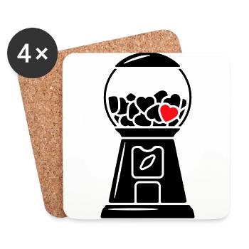 Buy love - Kaugummuautomat - Coasters (set of 4) - white - Front