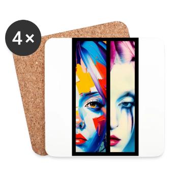 face the woman - Coasters (set of 4) - white - Front