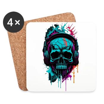 Graffiti Skull - Untersetzer (4er-Set) - Weiß - Vorne