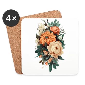 Wunderschönes Boho Blumen Herbarium Pastell - Untersetzer (4er-Set) - Weiß - Vorne