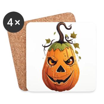 Drôle de conception de citrouille d’Halloween pour enfants - Dessous de verre (lot de 4) - blanc - Devant