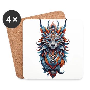 Spiritual Dragon Power Animal amérindien - Dessous de verre (lot de 4) - blanc - Devant