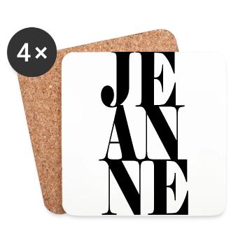 Jeanne Nom Prénom Police moderne Word Art - Dessous de verre (lot de 4) - blanc - Devant