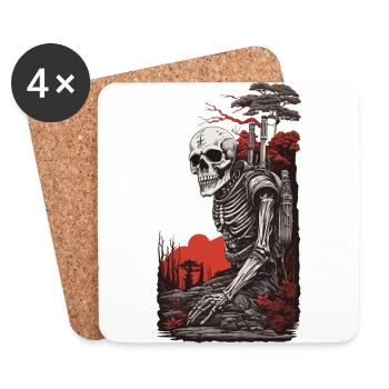 Occulte Steampunk Apocalypse Gothique Squelette Design - Dessous de verre (lot de 4) - blanc - Devant