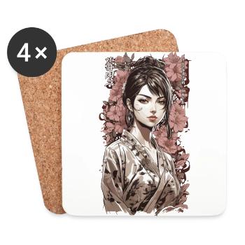 Esthétique Japon Kanji Cerisier Blossoms Beauty Design - Dessous de verre (lot de 4) - blanc - Devant