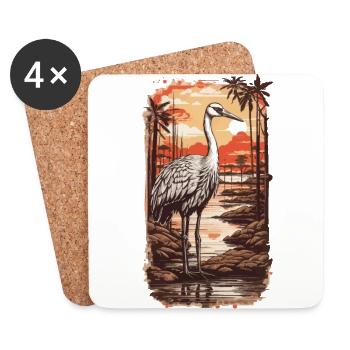Esthétique de la cigogne africaine et conception d’oiseaux de la nature - Dessous de verre (lot de 4) - blanc - Devant