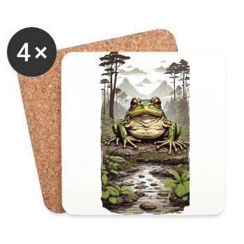 Frosch im Tropischen Regenwald Urwald Design - Untersetzer (4er-Set) - Weiß - Vorne