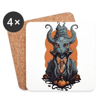 Halloween Magier Monster Kreatur der Magie - Untersetzer (4er-Set) - Weiß - Vorne