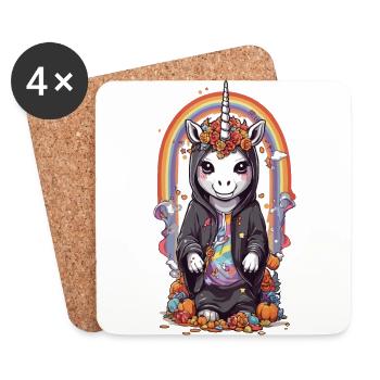 Sort de licorne d’Halloween et fête arc-en-ciel - Dessous de verre (lot de 4) - blanc - Devant