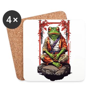 Grenouille spirituelle Méditation Art Esthétique Yoga - Dessous de verre (lot de 4) - blanc - Devant