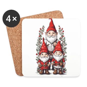 Magie de Noël des Gnomes nordiques avec des Nains elfiques - Dessous de verre (lot de 4) - blanc - Devant