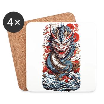 Chinesischer Drache Asiatischer Streetwear Stil - Untersetzer (4er-Set) - Weiß - Vorne