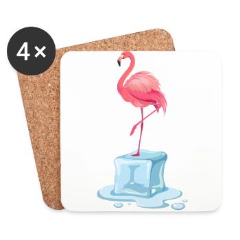 exotischer Eisbade-Flamingo Winterschwimmen eisbad - Untersetzer (4er-Set) - Weiß - Vorne