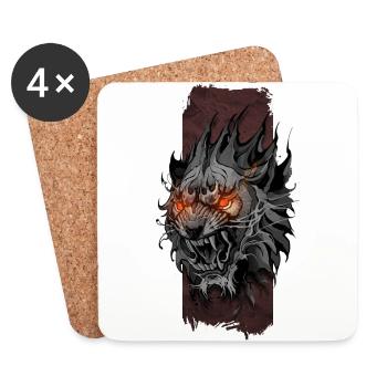 Inferno King: Lion's Blazing Stare - Coasters (set of 4) - white - Front