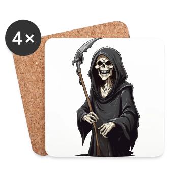 Dessin animé drôle de la Faucheuse pour Halloween - Dessous de verre (lot de 4) - blanc - Devant