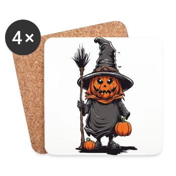 Sorcière citrouille fantôme Halloween Magic Design - Dessous de verre (lot de 4) - blanc - Devant