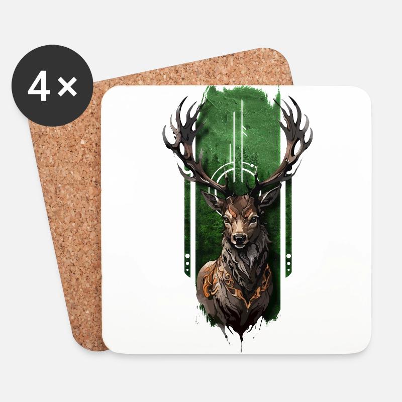 Königlicher Hirsch - Untersetzer (4er-Set) - Weiß