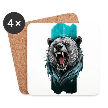 Majestic Roaring Bear: Guardian of the Forest - Coasters (set of 4) - white - Front