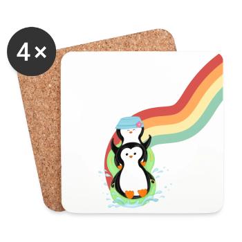Penguins Slide - Coasters (set of 4) - white - Front