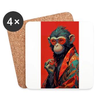 Vermillion Ape - Dessous de verre (lot de 4) - blanc - Devant