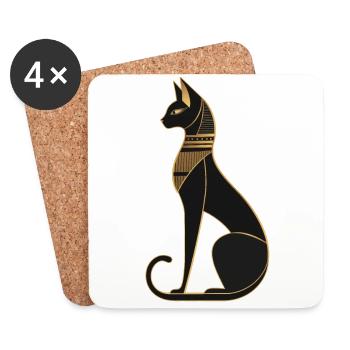 Chat égyptien - Dessous de verre (lot de 4) - blanc - Devant
