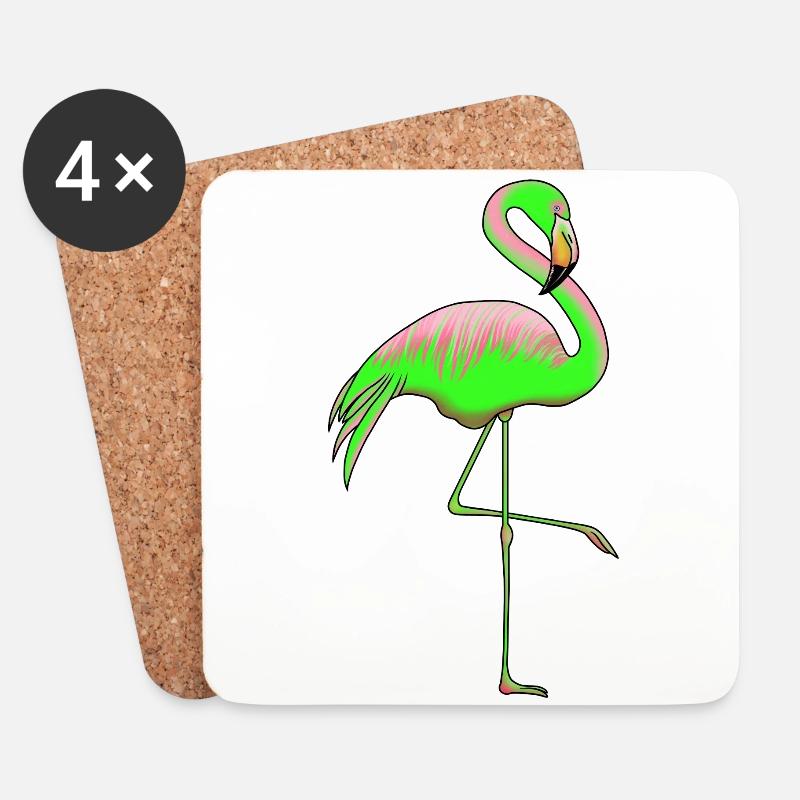 Flamingo Neon Geschenk - Untersetzer (4er-Set) - Weiß