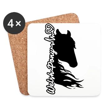 Poney gallois battement de coeur cheval cheval amour battement de coeur - Dessous de verre (lot de 4) - blanc - Devant