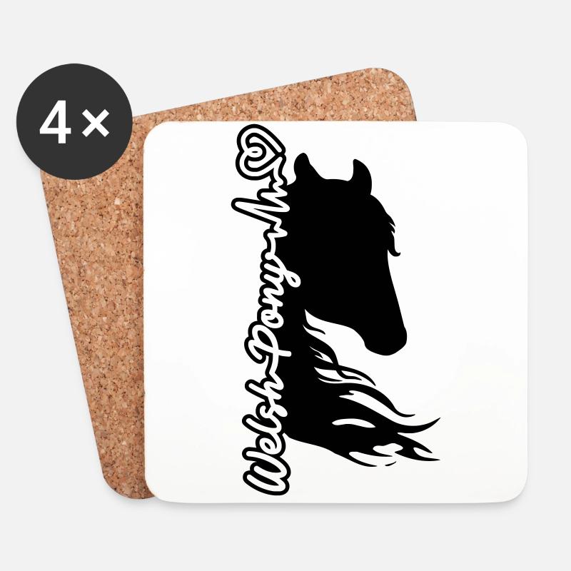 Welsh Pony Herzschlag Pferd Pferdeliebe Heartbeat - Untersetzer (4er-Set) - Weiß