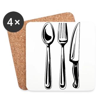 cutlery symbol - Coasters (set of 4) - white - Front