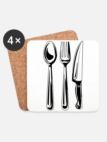 besteck symbol - Untersetzer (4er-Set) - Weiß